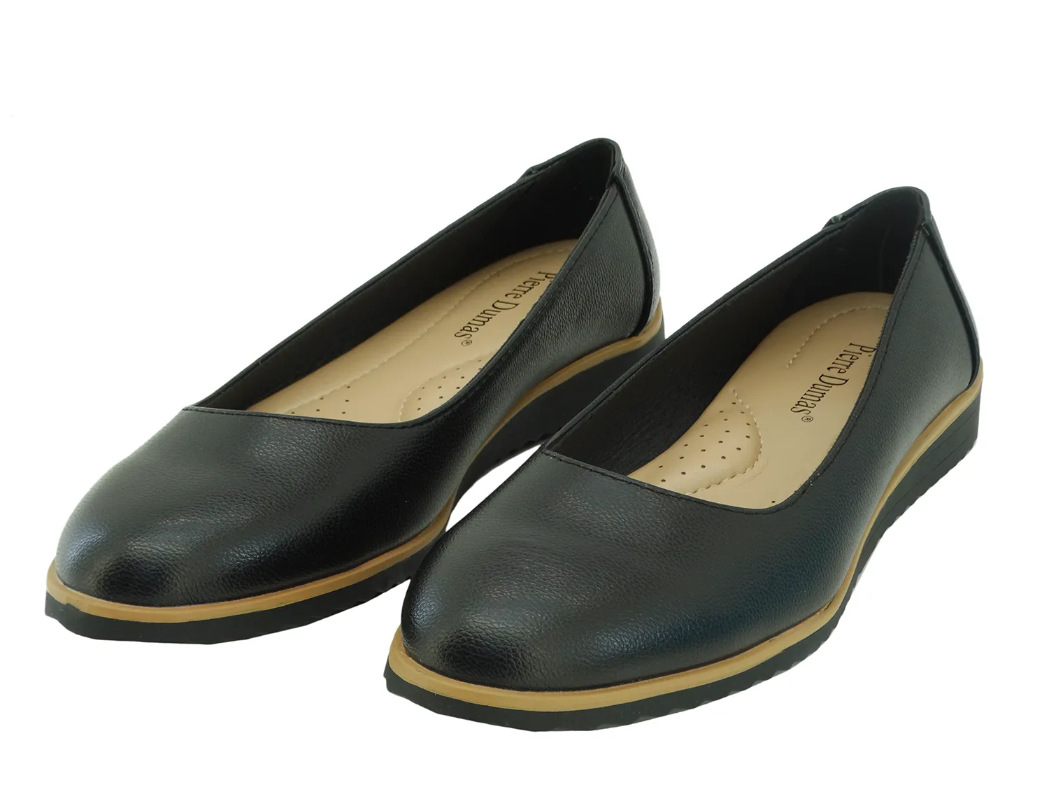 81144101070, Pierre Dumas, Willa1 - Women's Low Wedge Flat Shoes - Black