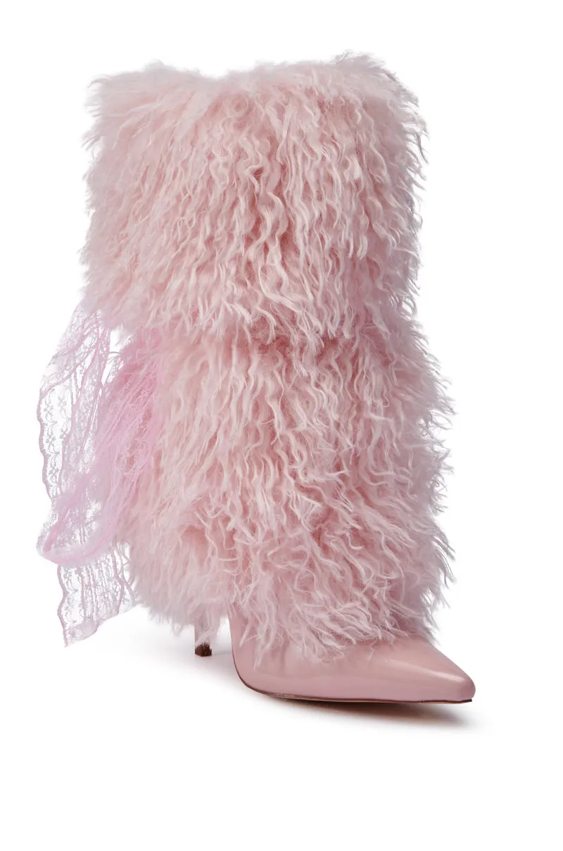 AZALEA WANG JUNIPER PINK FUR BOOTIE