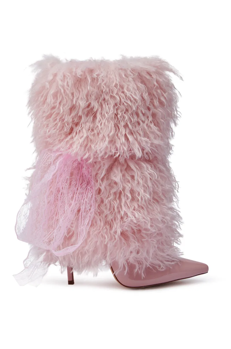 AZALEA WANG JUNIPER PINK FUR BOOTIE