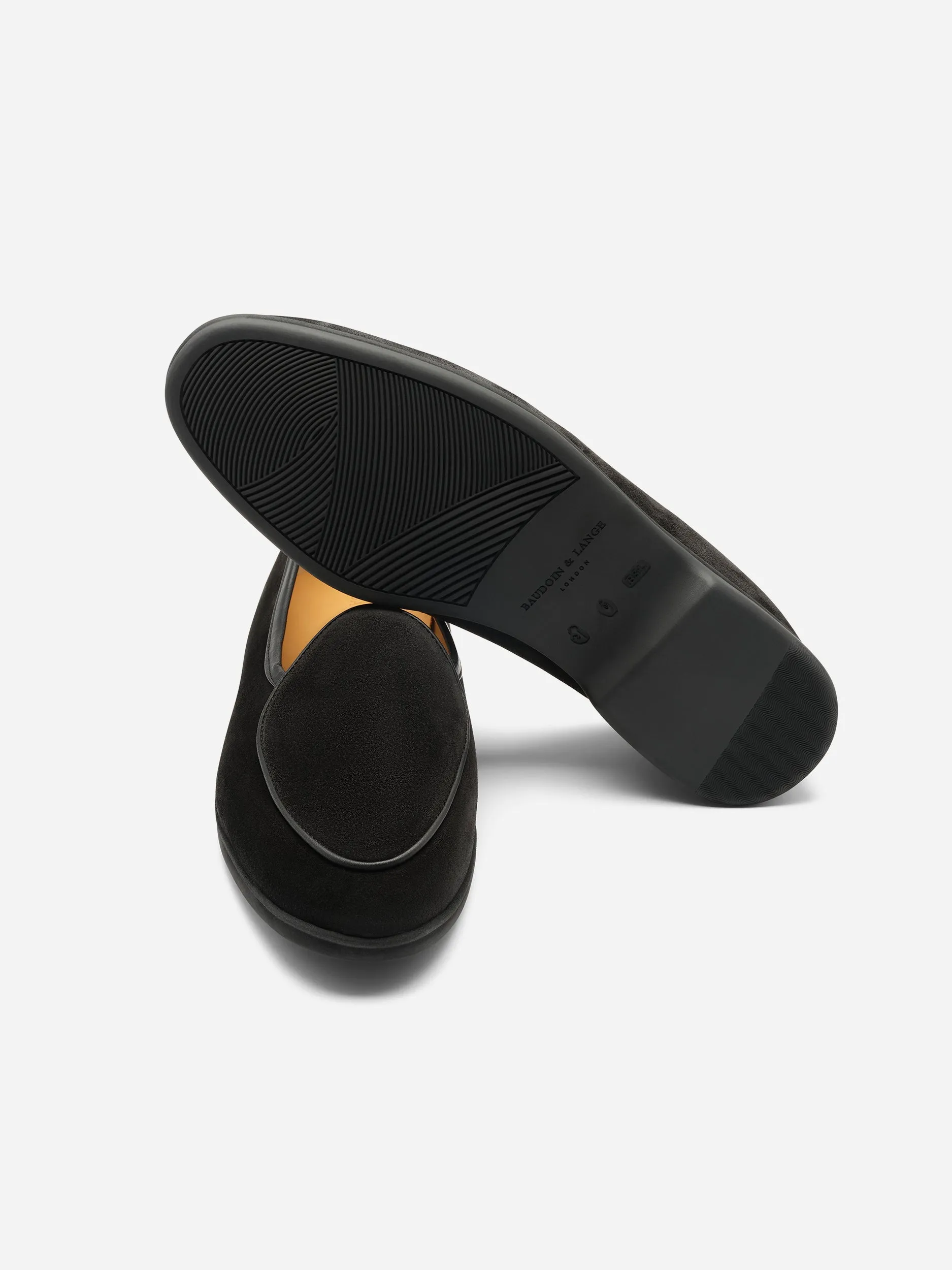 Baudoin & Lange Stride Loafers Black Suede Dark Sole