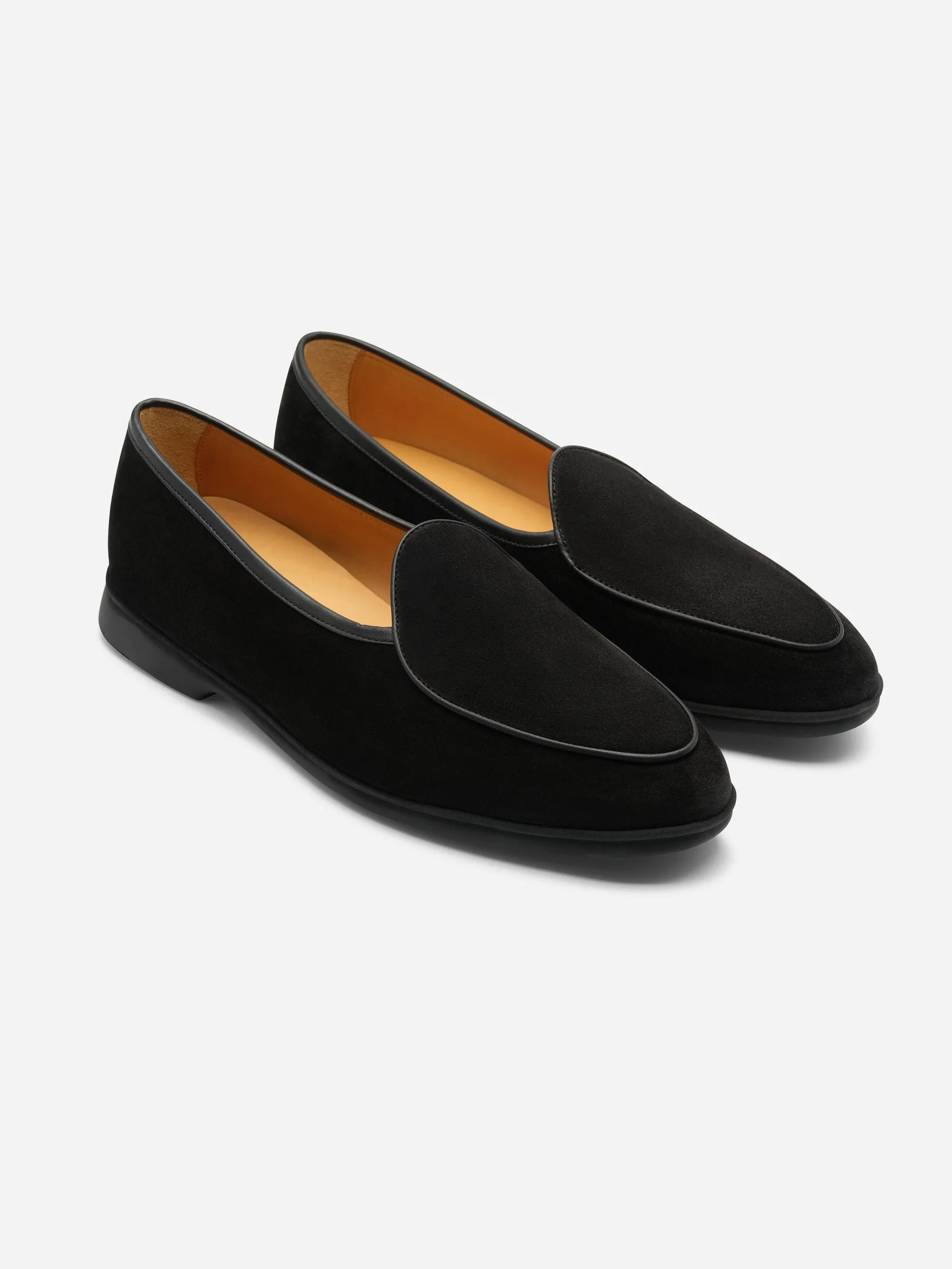 Baudoin & Lange Stride Loafers Black Suede Dark Sole