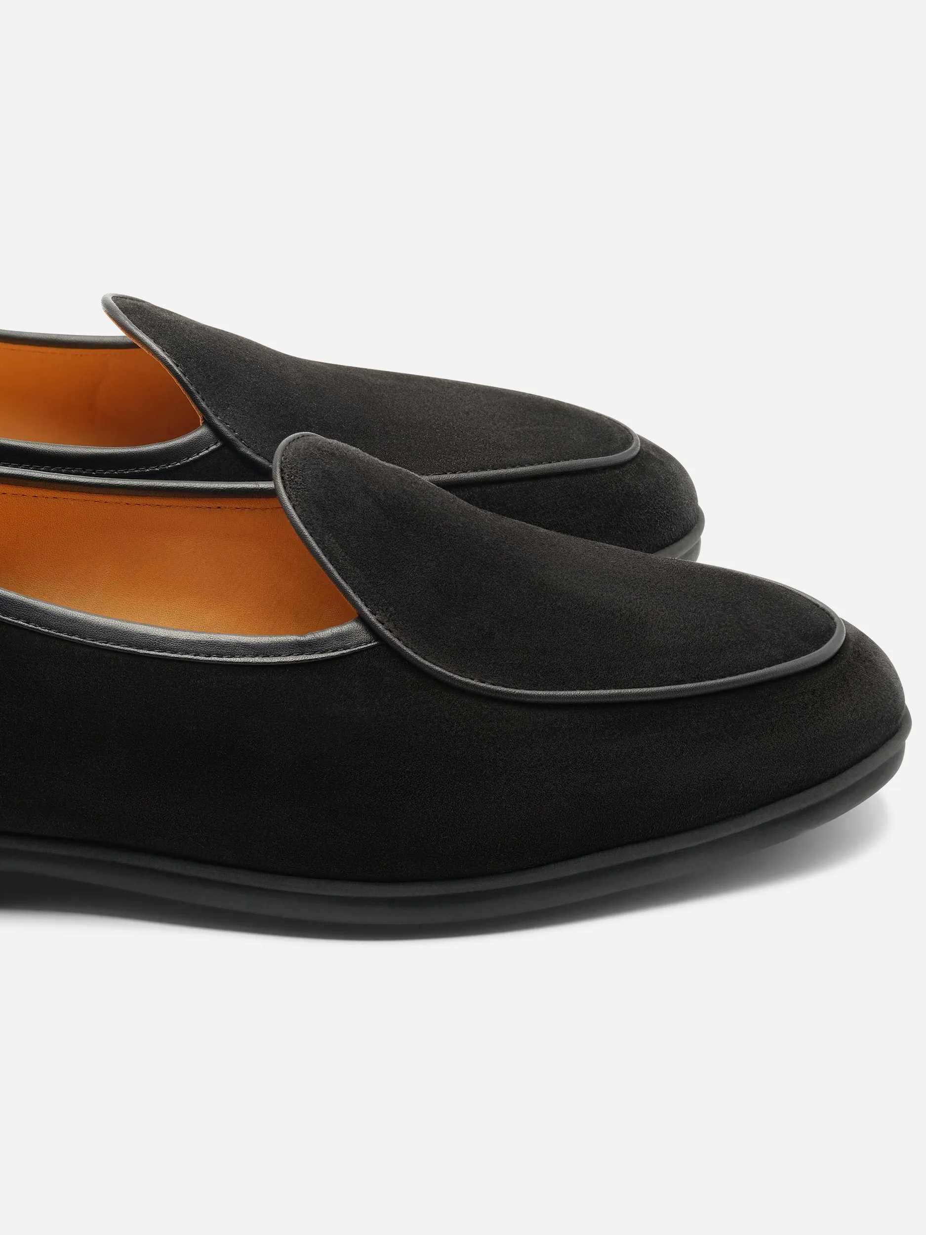 Baudoin & Lange Stride Loafers Black Suede Dark Sole