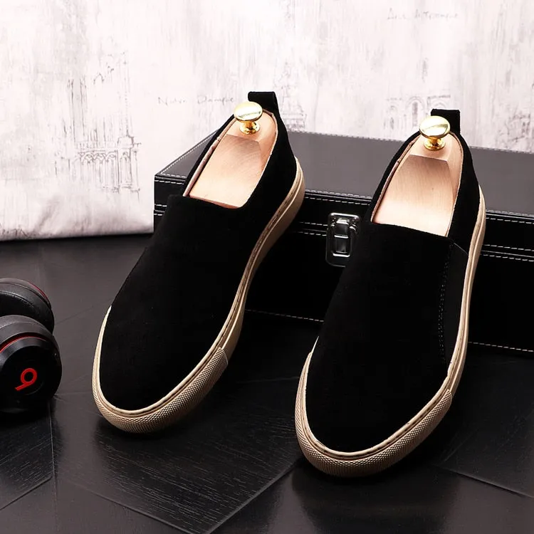 Black Suede Leather Flat Loafers Shoes