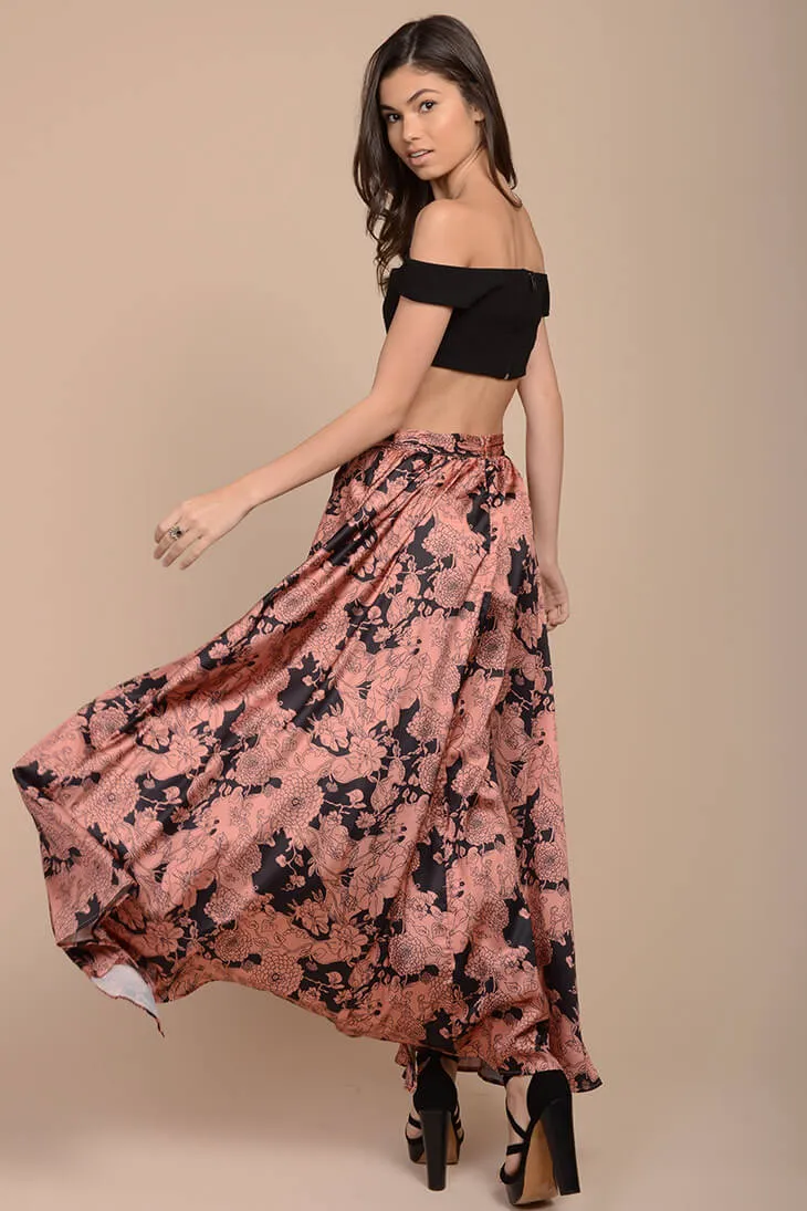 Briley Floral Maxi Skirt Pink