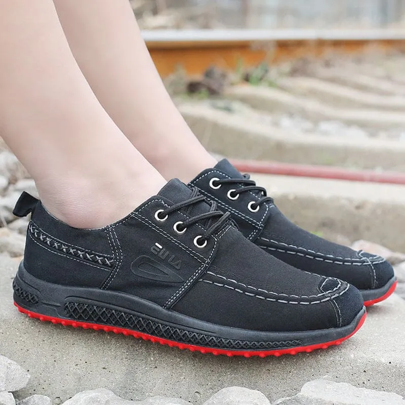 Canvas Shoes Denim Lace-Up Plimsolls Breathable Male Footwear