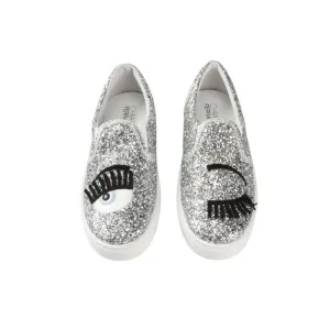 Chiara Ferragni Flirting Glitter Italian Leather Sneakers