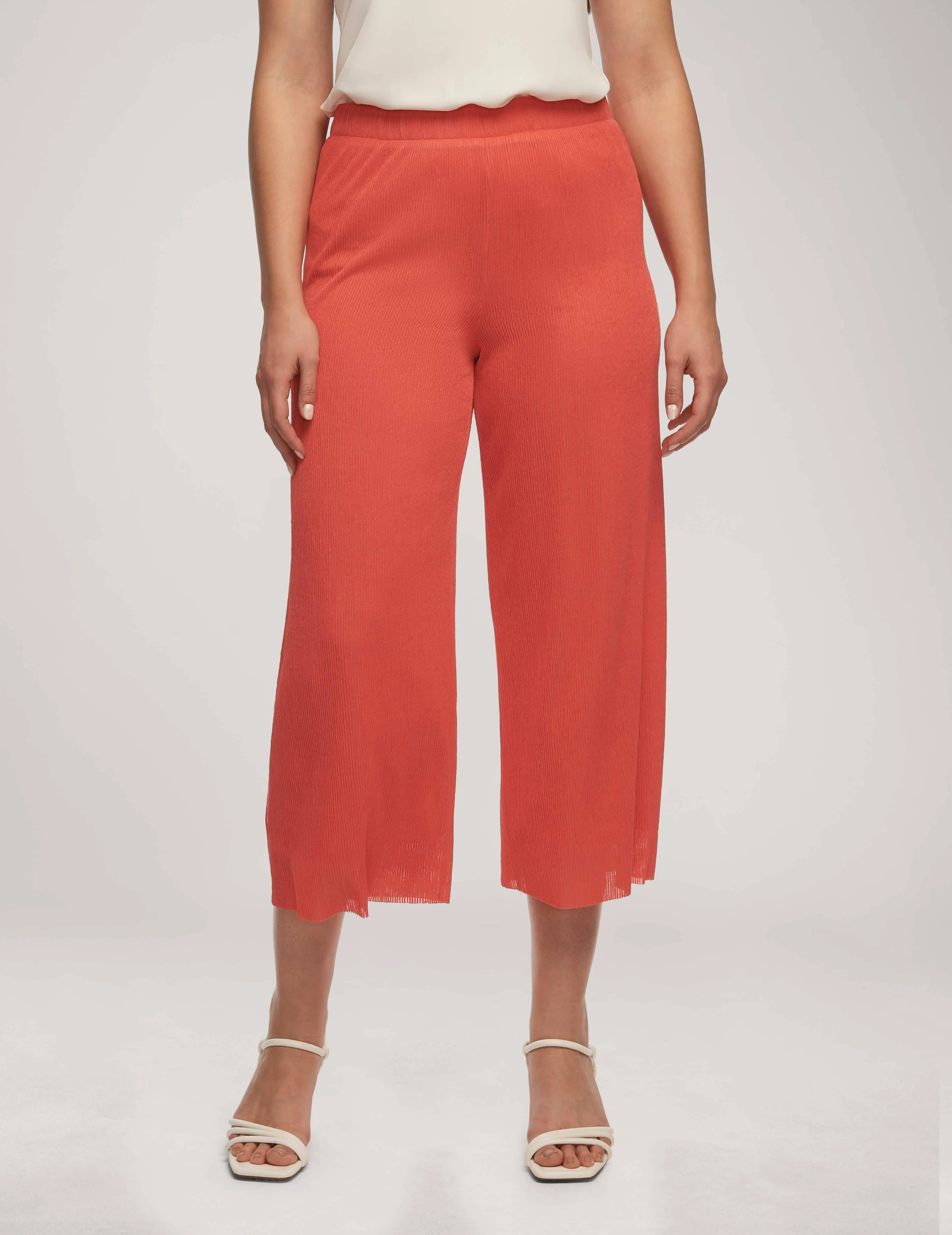 Crinkle Rib Wide Leg Crop Pant- Sale