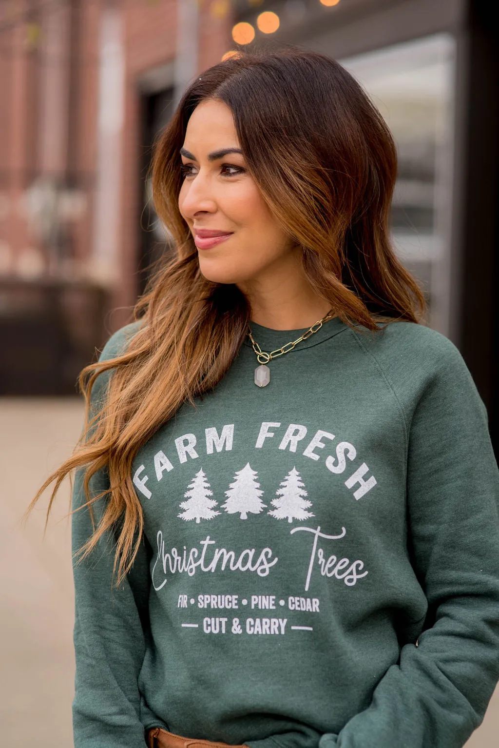 Farm Fresh Christmas Trees Graphic Crewneck