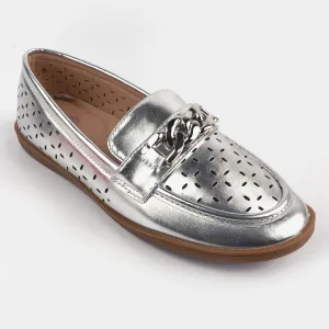 Girls Loafers 693-2-SILVER