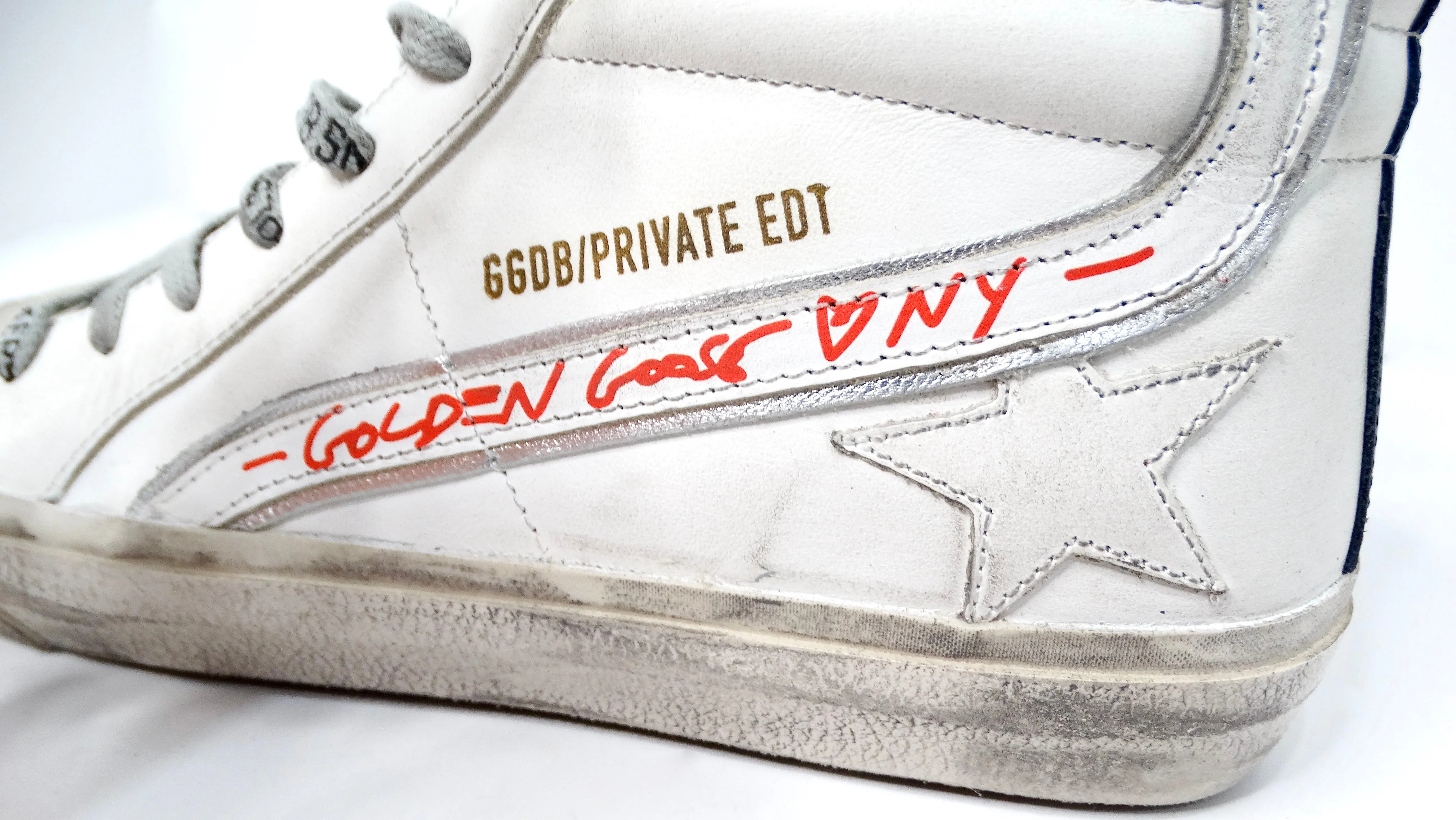 Golden Goose I LOVE NY Hightop Distressed Leather Sneakers