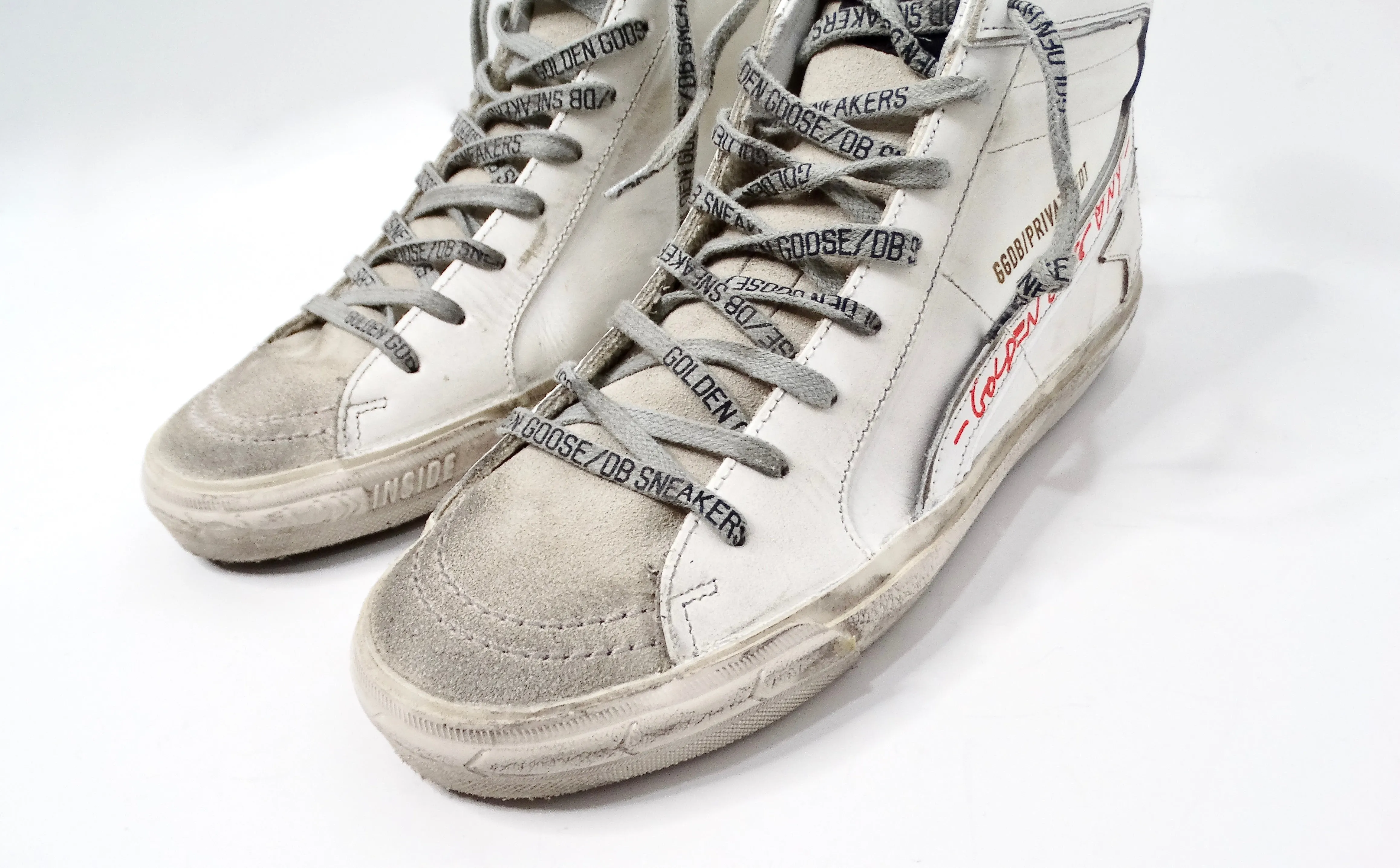 Golden Goose I LOVE NY Hightop Distressed Leather Sneakers