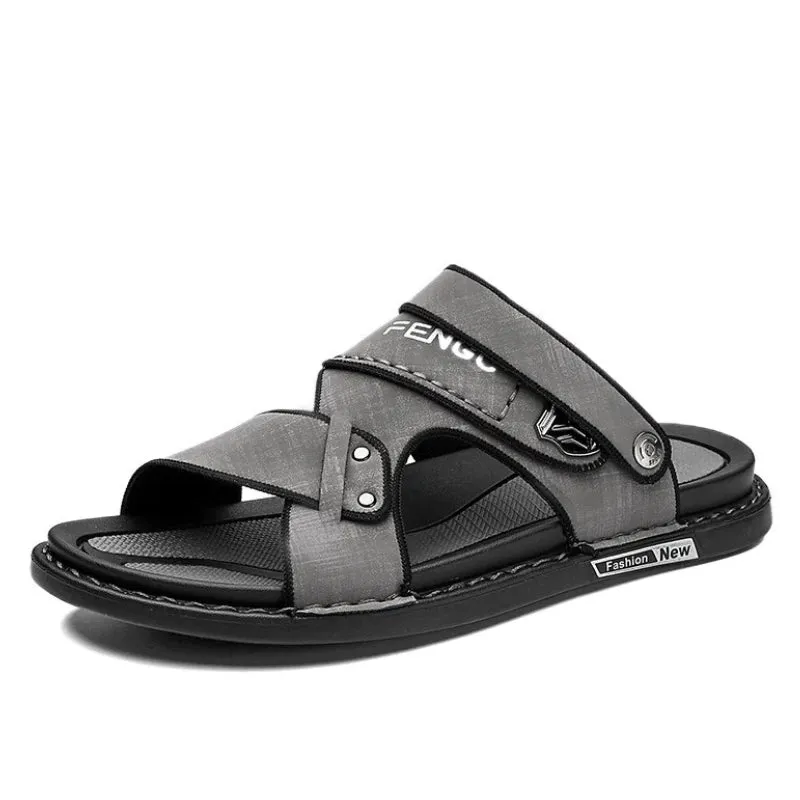 Groovywish Men Velcro Rubber Sandals Fashionable Casual Summer Footwear