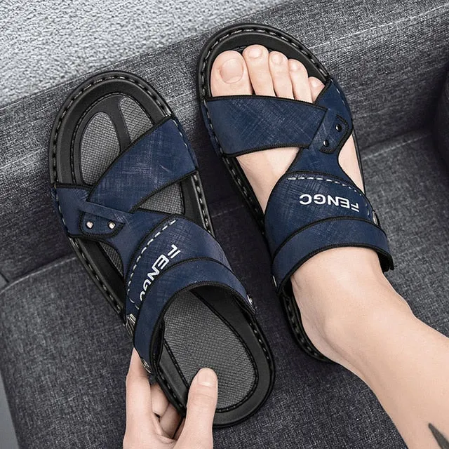 Groovywish Men Velcro Rubber Sandals Fashionable Casual Summer Footwear