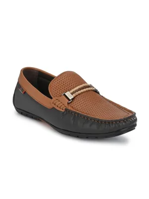 HITZ7604 Men's Blue Leather Casual Slip-On Shoes