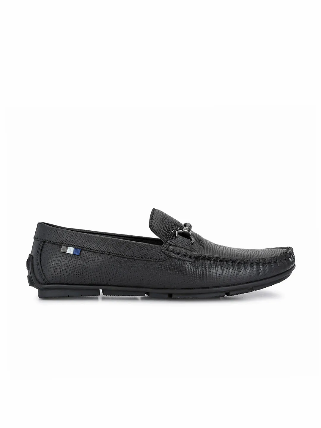 HITZ8304 Men's Black Leather Casual Slip-On Shoes