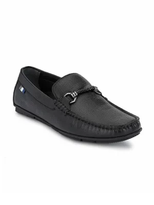 HITZ8304 Men's Black Leather Casual Slip-On Shoes