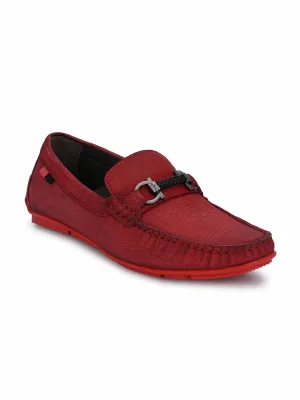 HITZ8305 Men's Red Leather Casual Slip-On Shoes