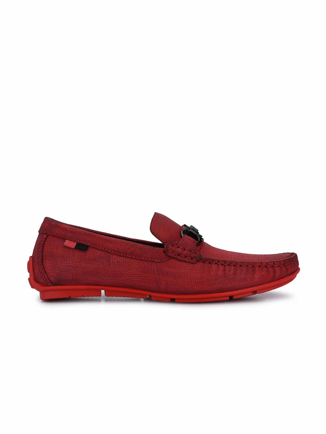 HITZ8305 Men's Red Leather Casual Slip-On Shoes