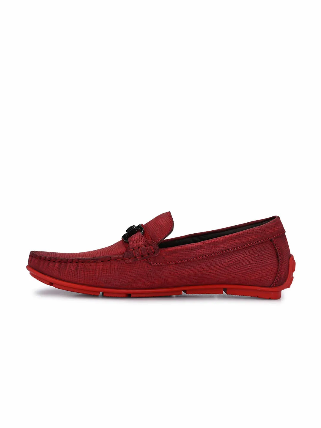 HITZ8305 Men's Red Leather Casual Slip-On Shoes