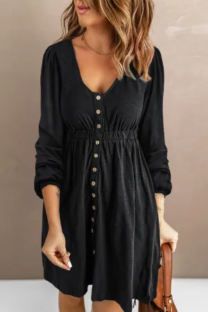 Julianna Button Up High Waist Long Sleeve Dress