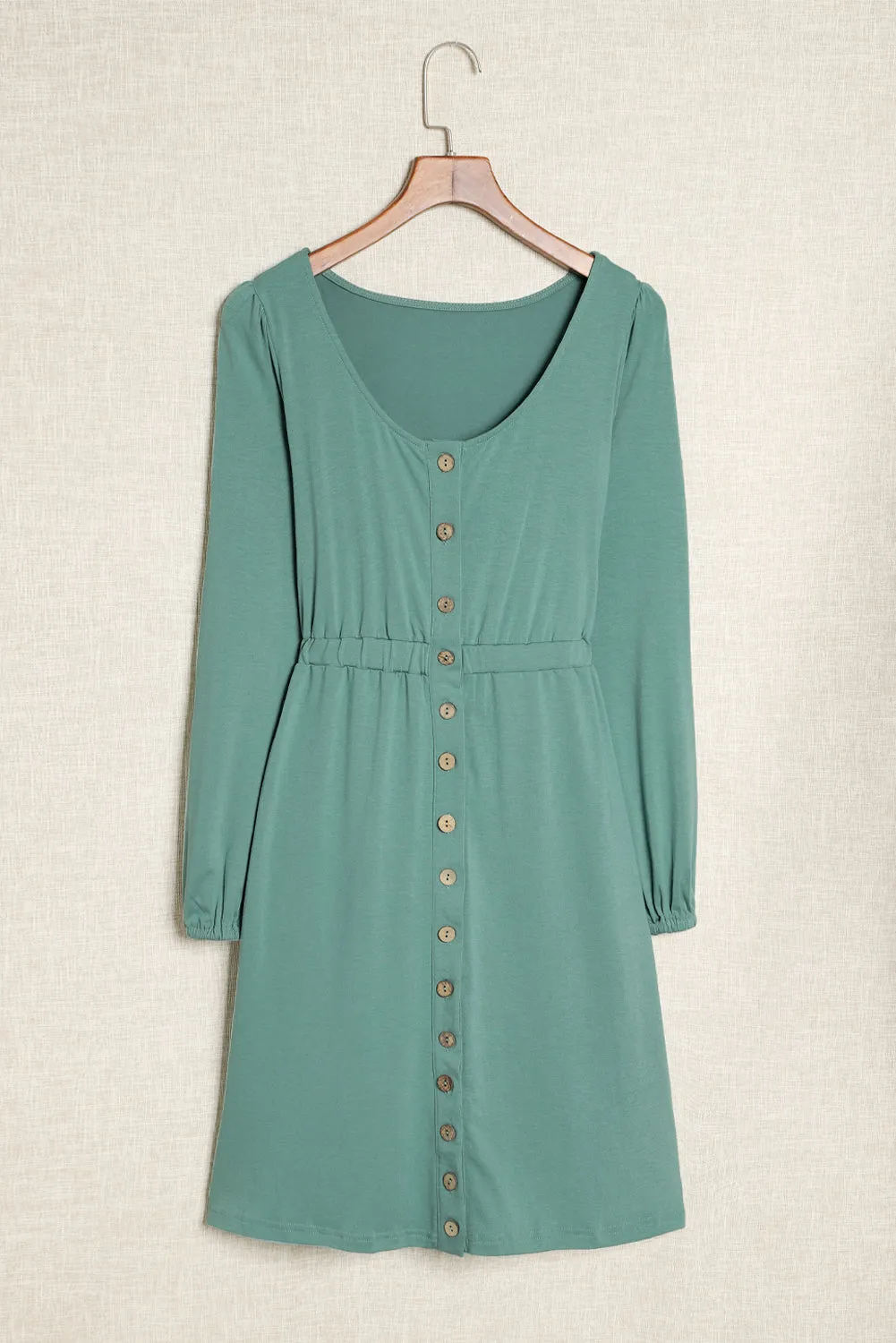 Julianna Button Up High Waist Long Sleeve Dress