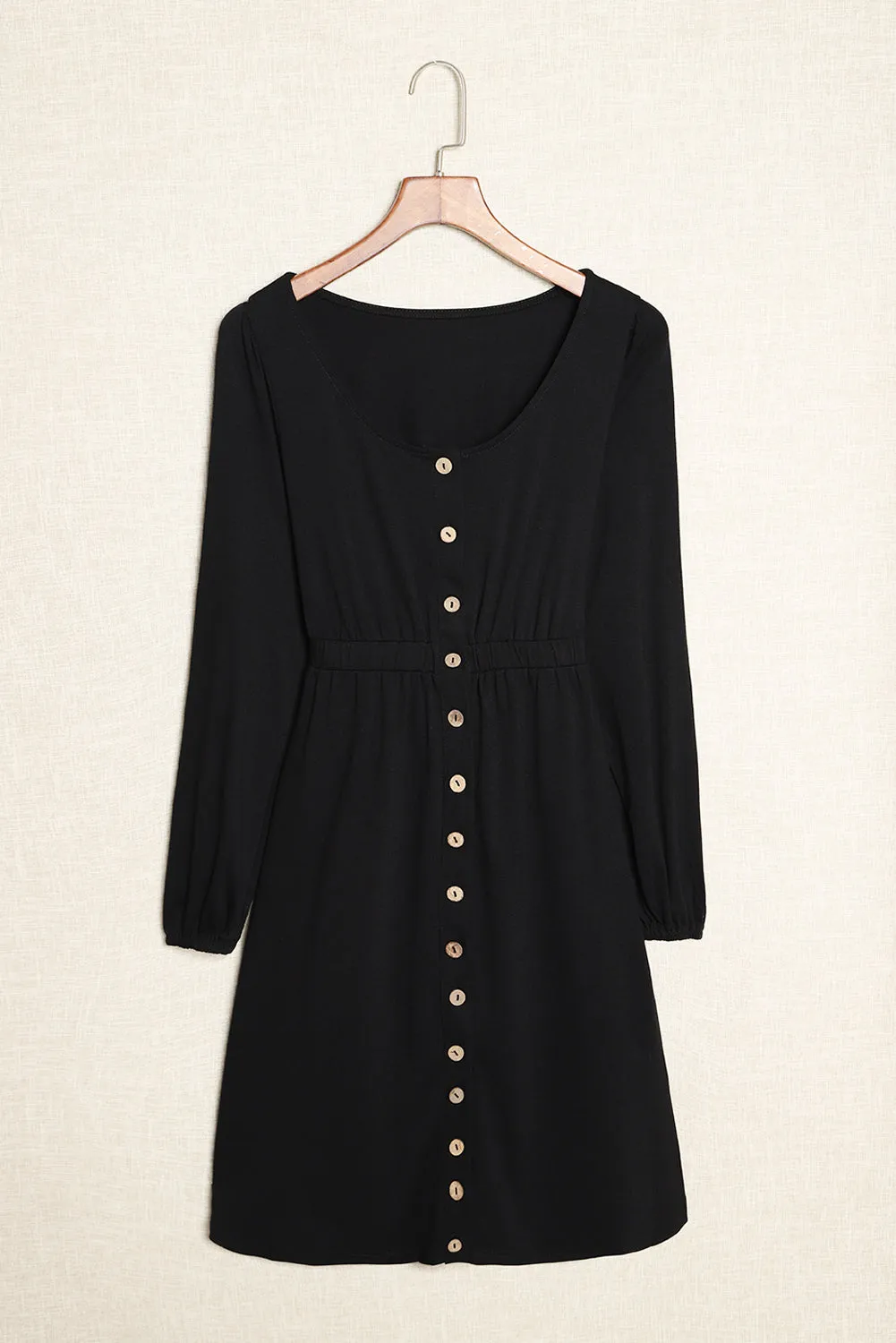 Julianna Button Up High Waist Long Sleeve Dress