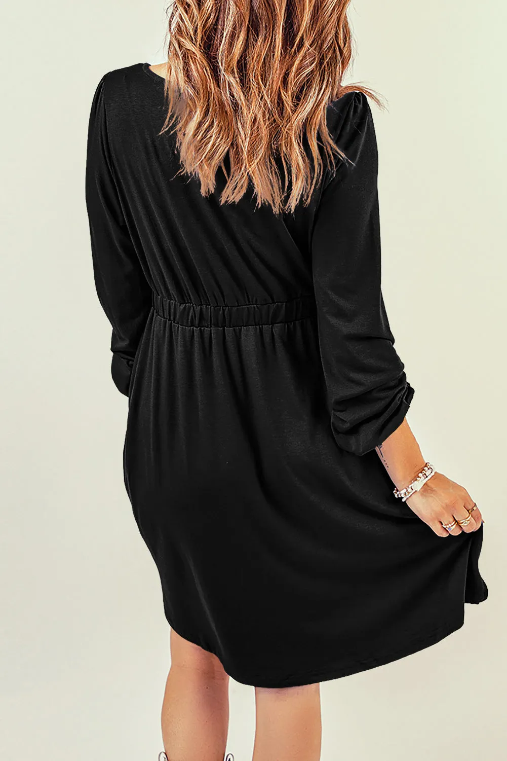 Julianna Button Up High Waist Long Sleeve Dress