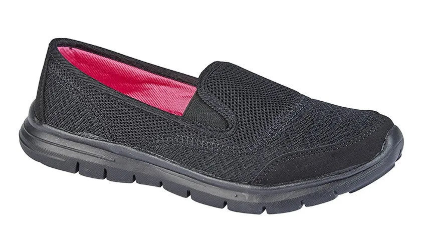 Ladies Slip on Black Shoes Work Soft Memory Foam L627A Dek