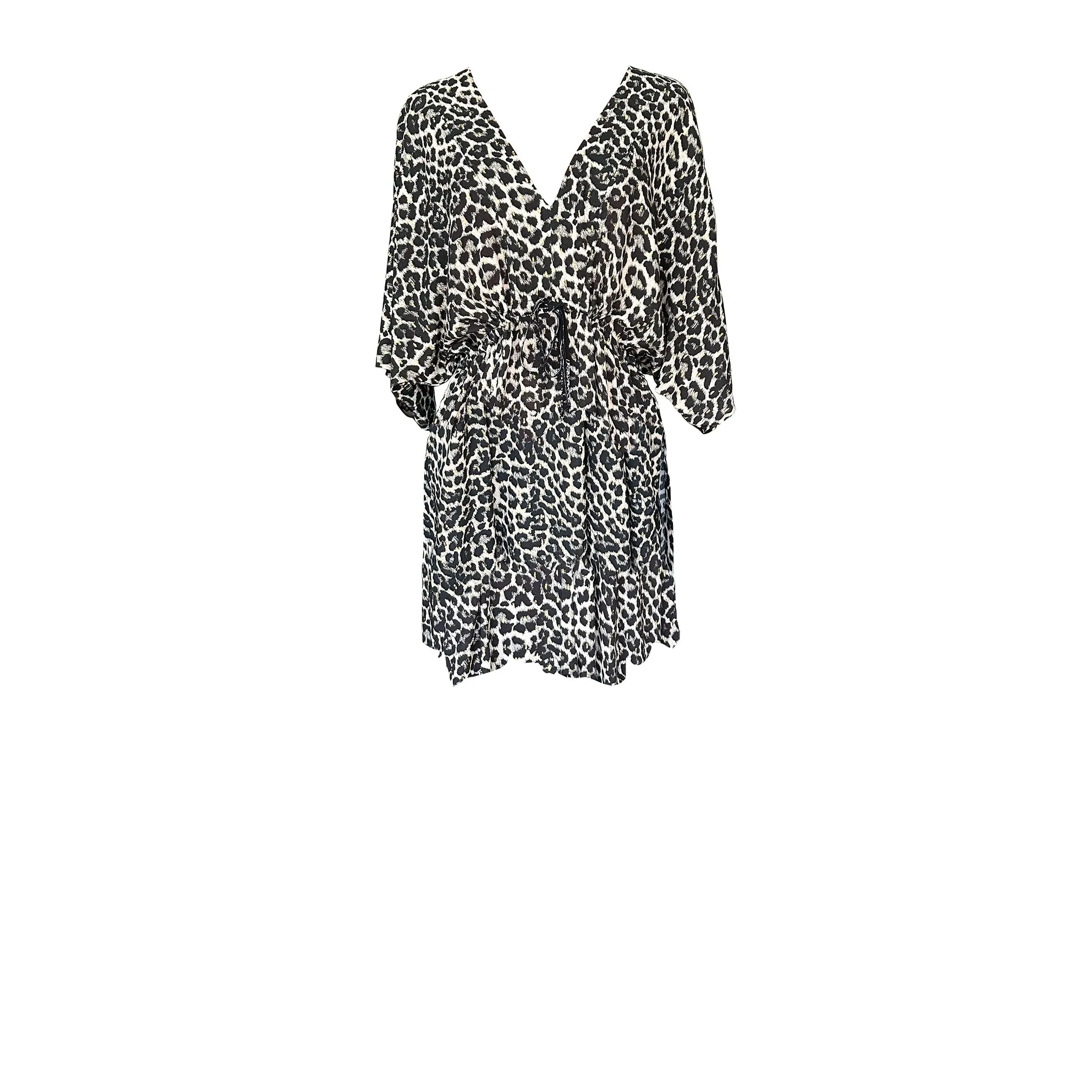 Leopard Ebony Ivory Kaftan Dress - Mini