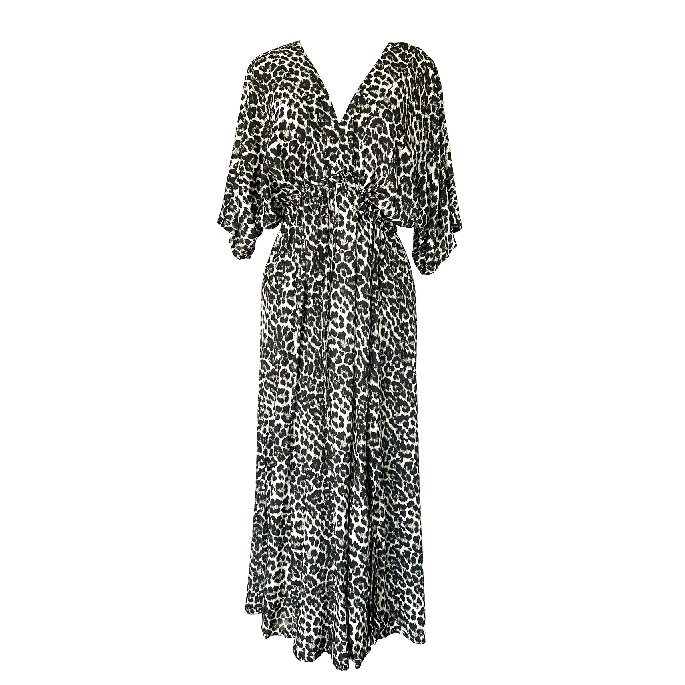 Leopard Ebony Ivory Kaftan Dress - Mini