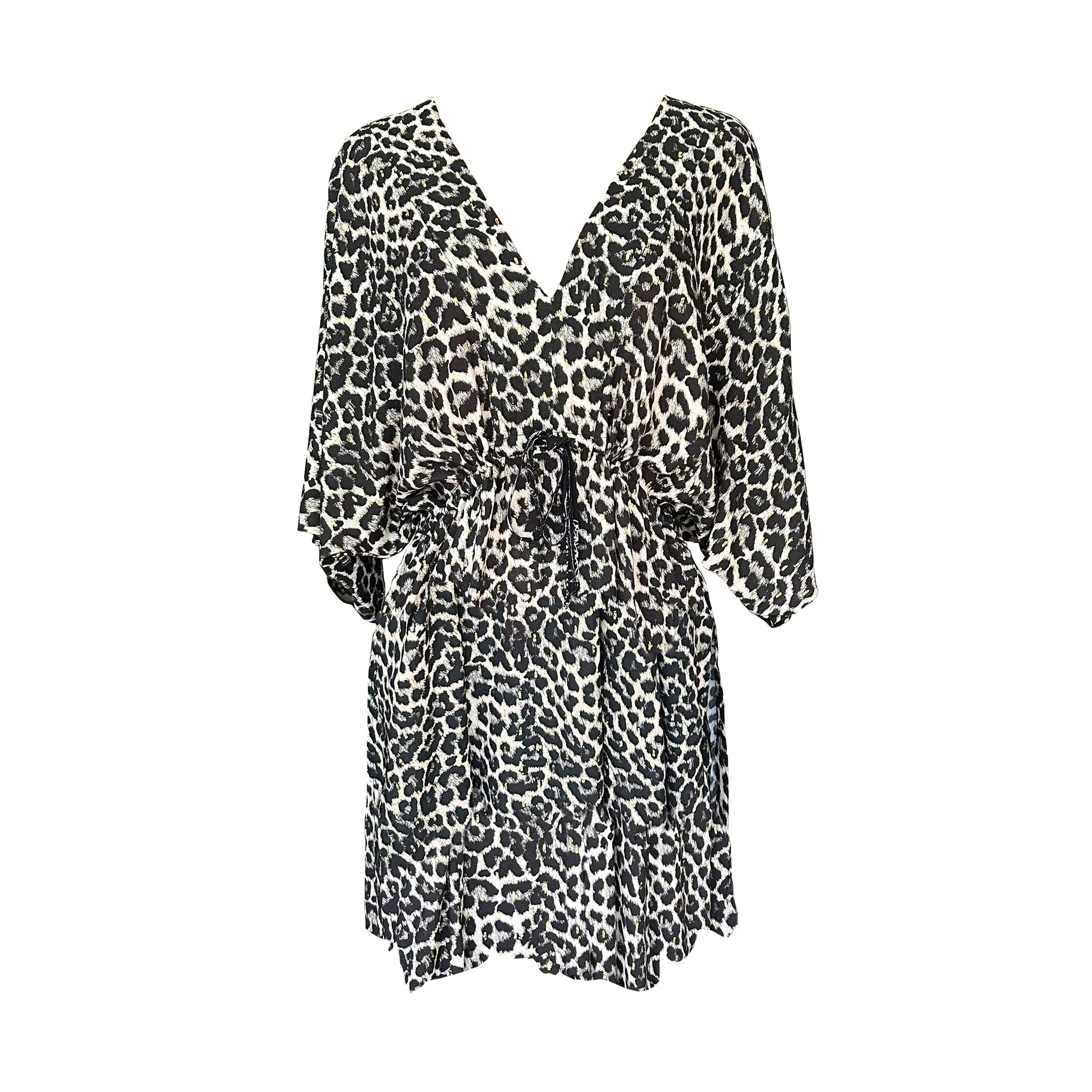 Leopard Ebony Ivory Kaftan Dress - Mini