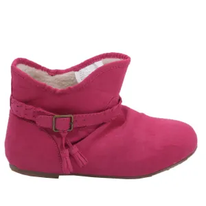 Little Girls Fuchsia Suede Faux Lining Ankle Boots 5-10 Toddler