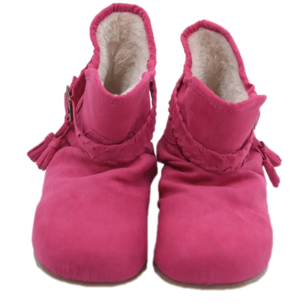 Little Girls Fuchsia Suede Faux Lining Ankle Boots 5-10 Toddler