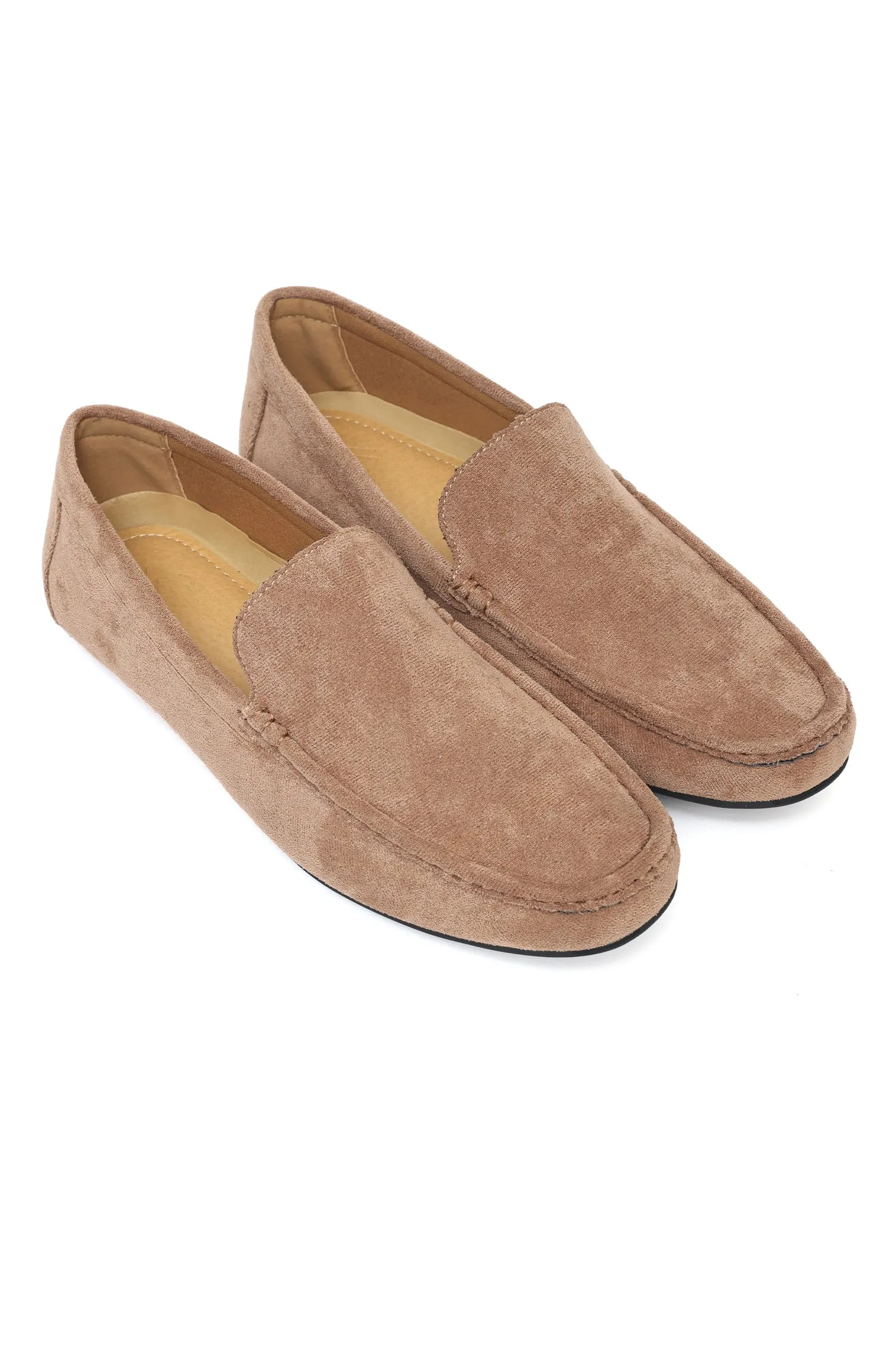 LUXURIOUS SUEDE LOAFERS WITH VELVET FINISH-BEIGE