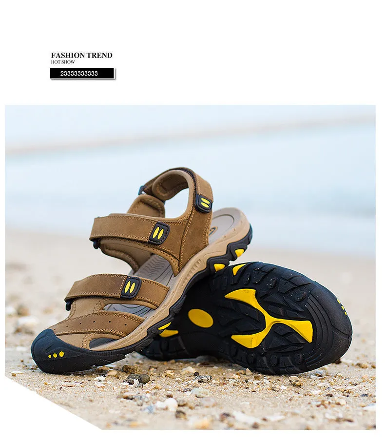 Men's Genuine Leather Beach Shoes Breathable Casual Sandals