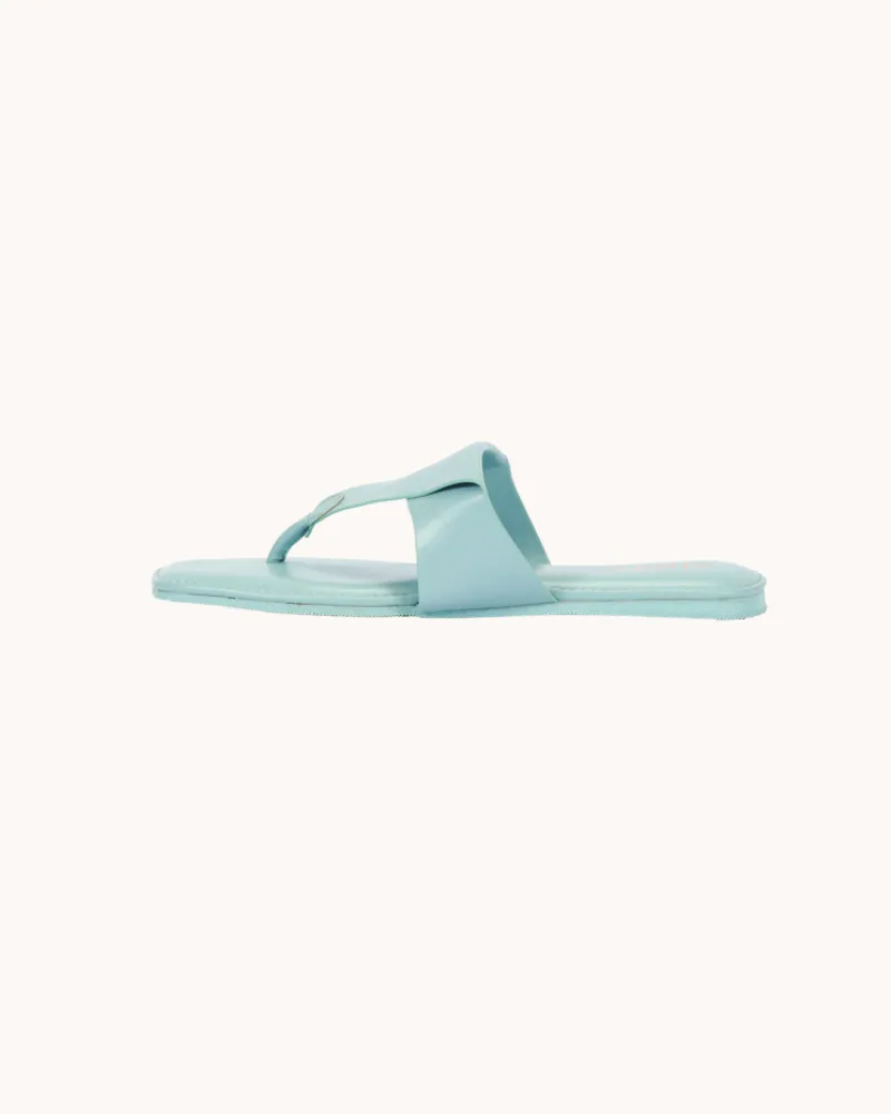 Pastel Blue Solid Triangle Design Open Toe Casual Flats for Women