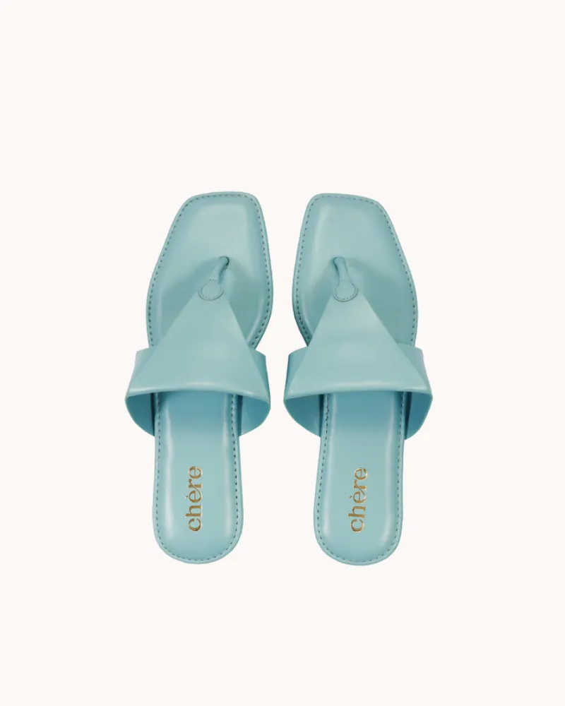 Pastel Blue Solid Triangle Design Open Toe Casual Flats for Women