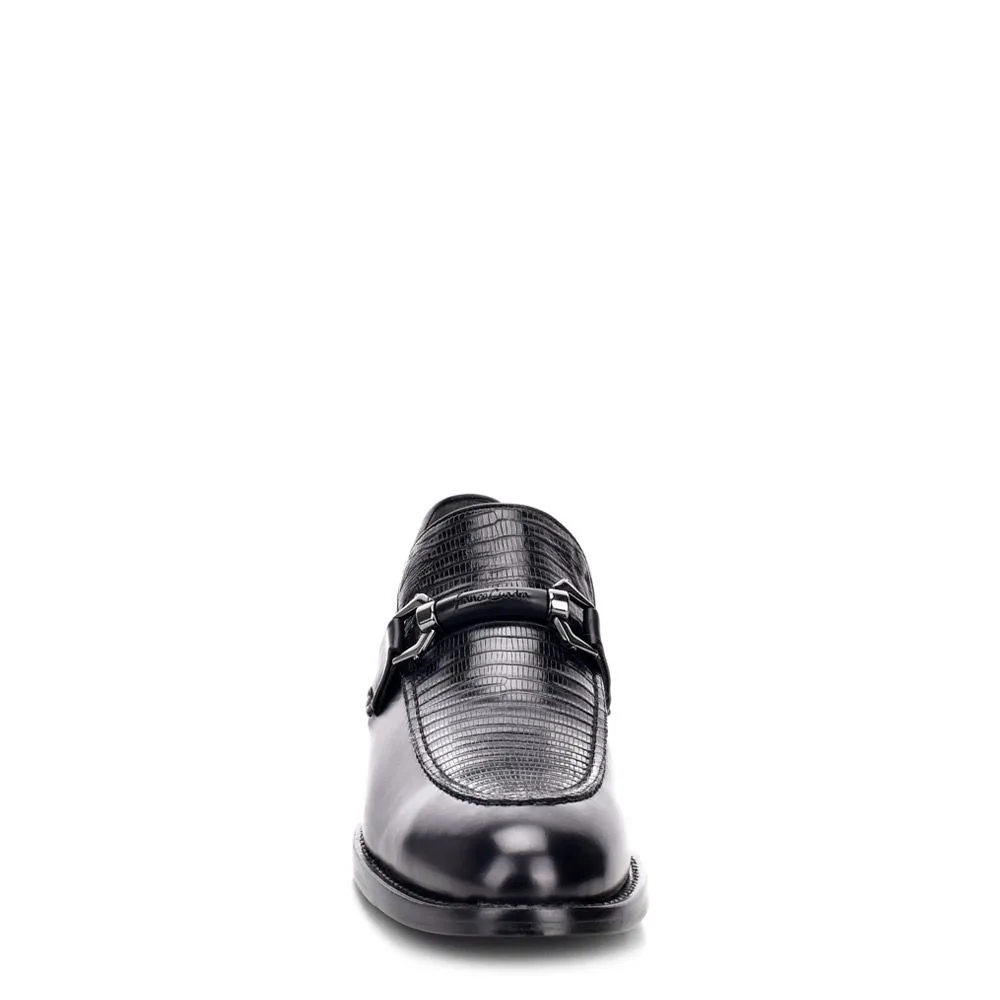 Q30LTBI-Franco Cuadra black casual lizard/calfskin leather bit loafers