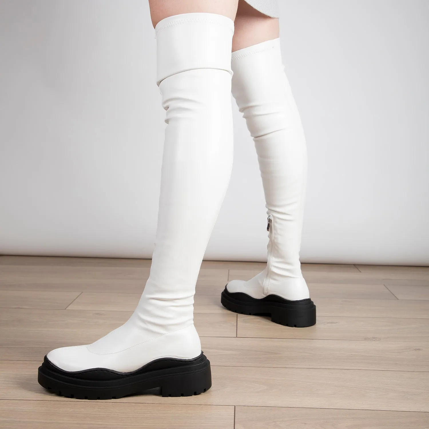 RAID Serina Over the Knee Boot in White