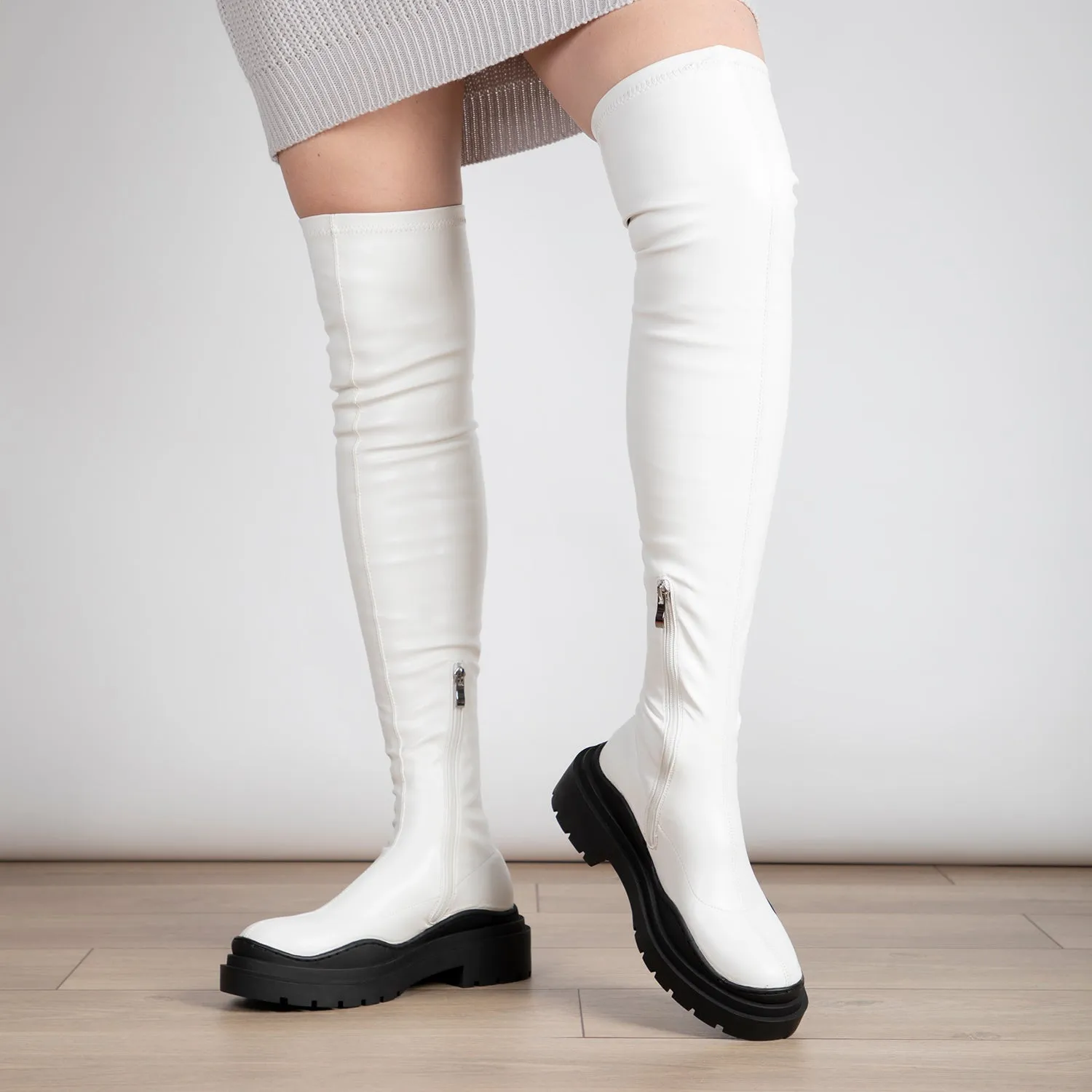 RAID Serina Over the Knee Boot in White