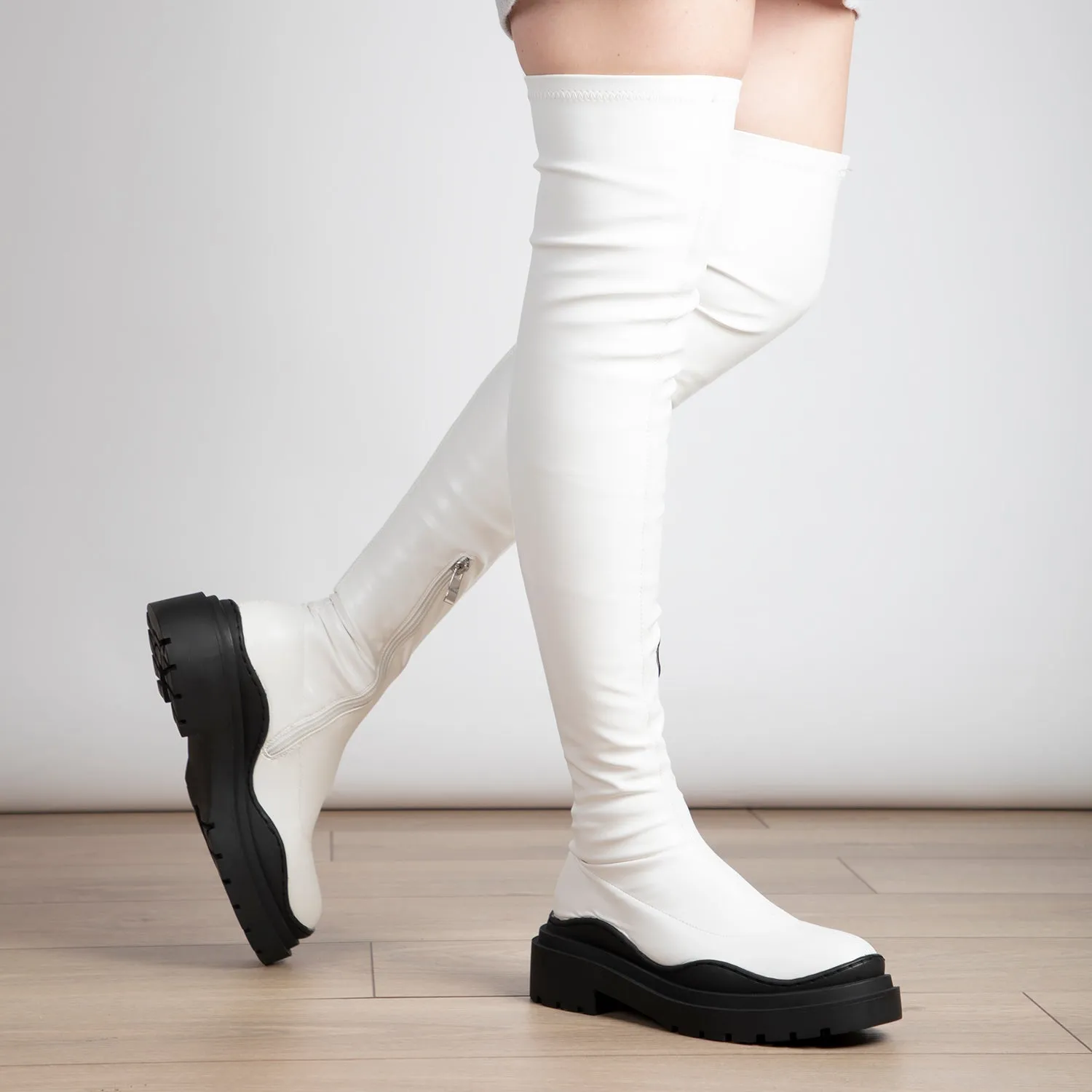 RAID Serina Over the Knee Boot in White