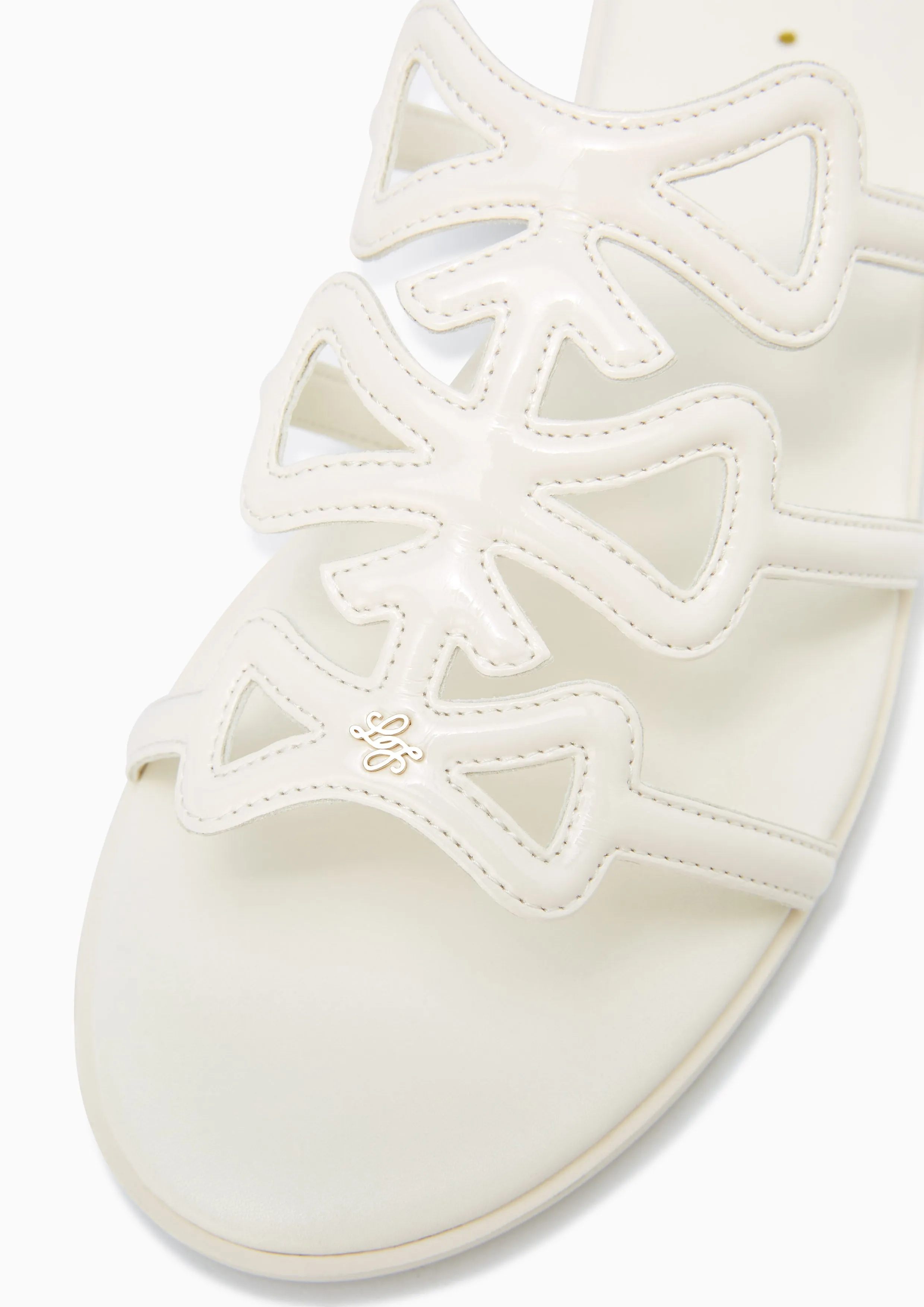 Ribbon Flat Sandals Ivory