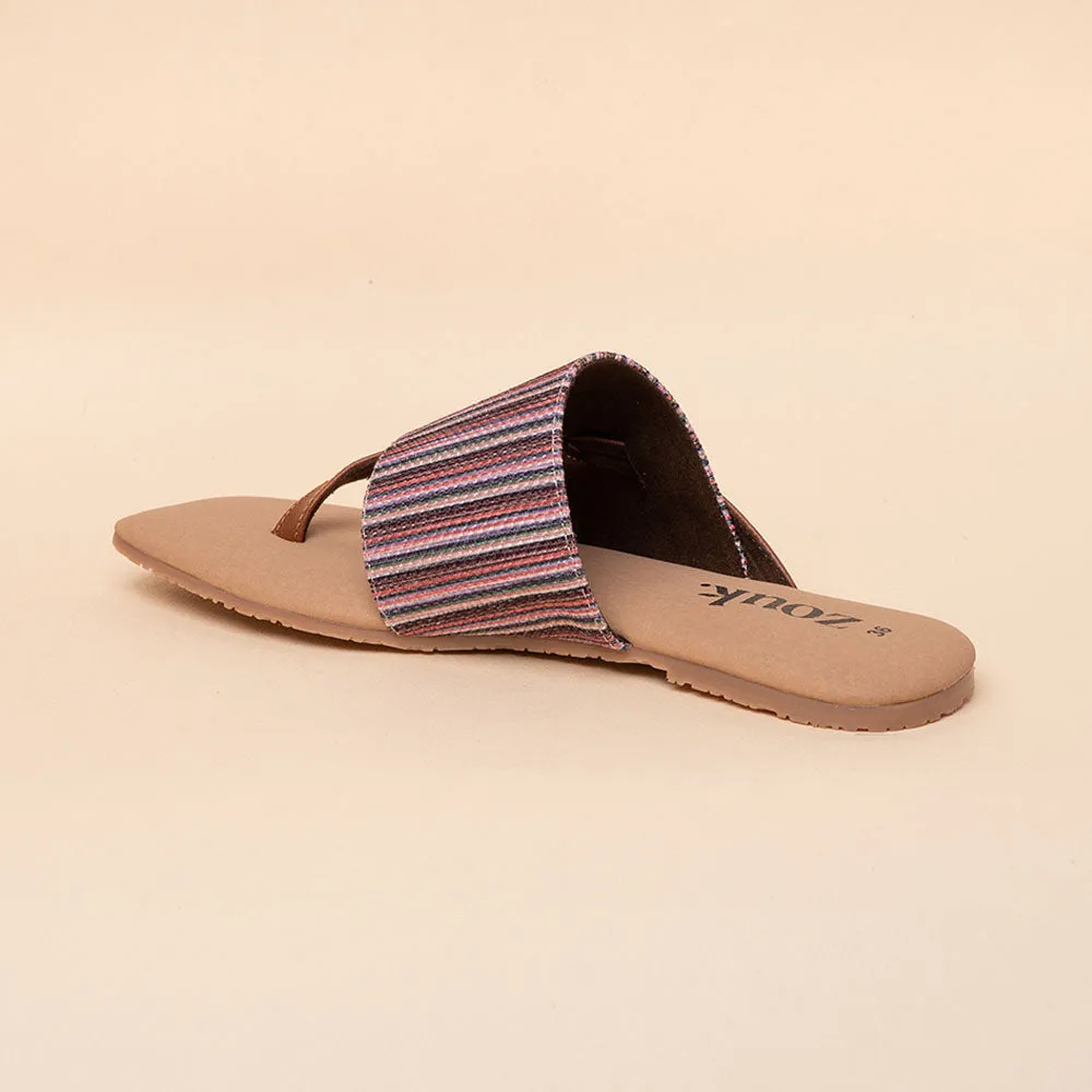 Rohtang Stripes Side Toe Flats