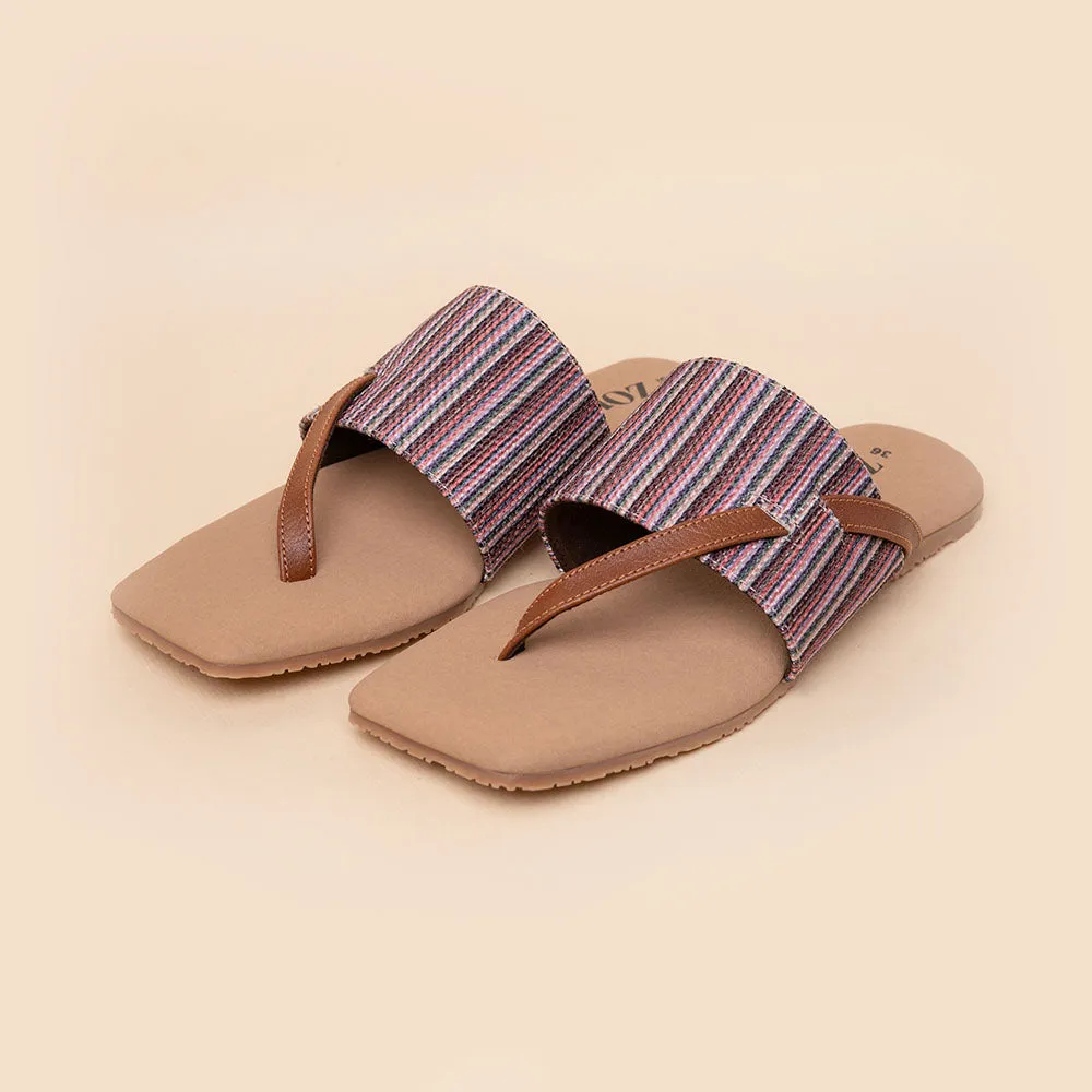 Rohtang Stripes Side Toe Flats