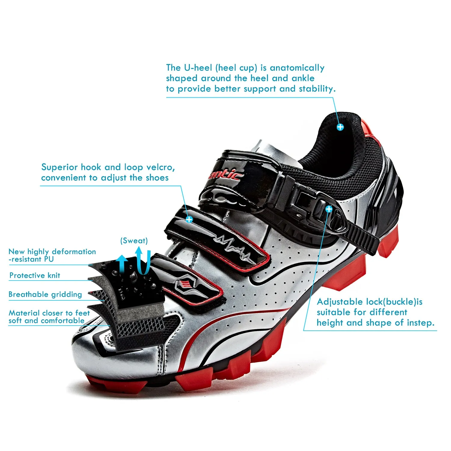 Santic Knight Ⅱ Silver Black Men MTB Cycling Shoes