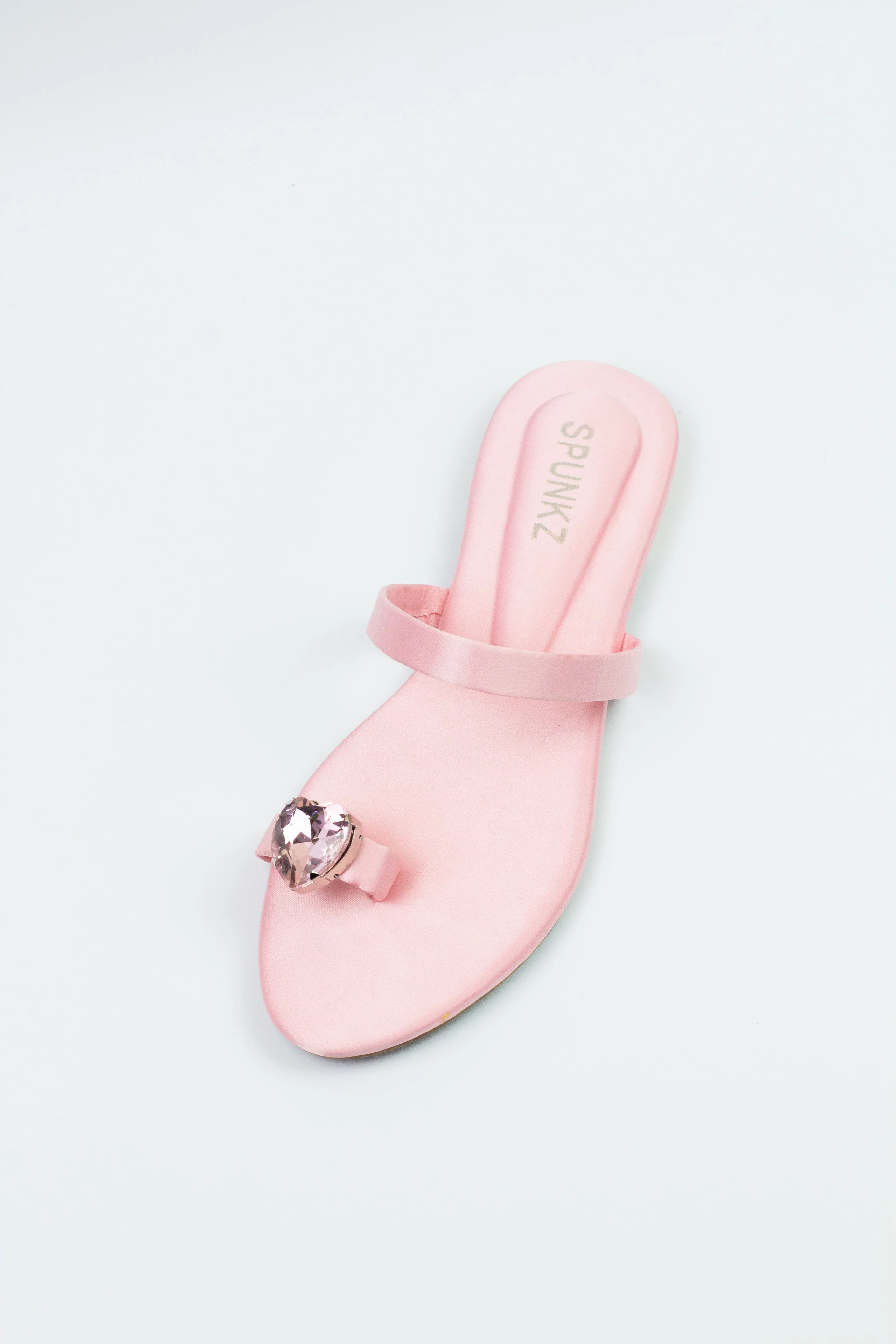 Spunkz Pink Diamond Toe Ring Slip-On Slides