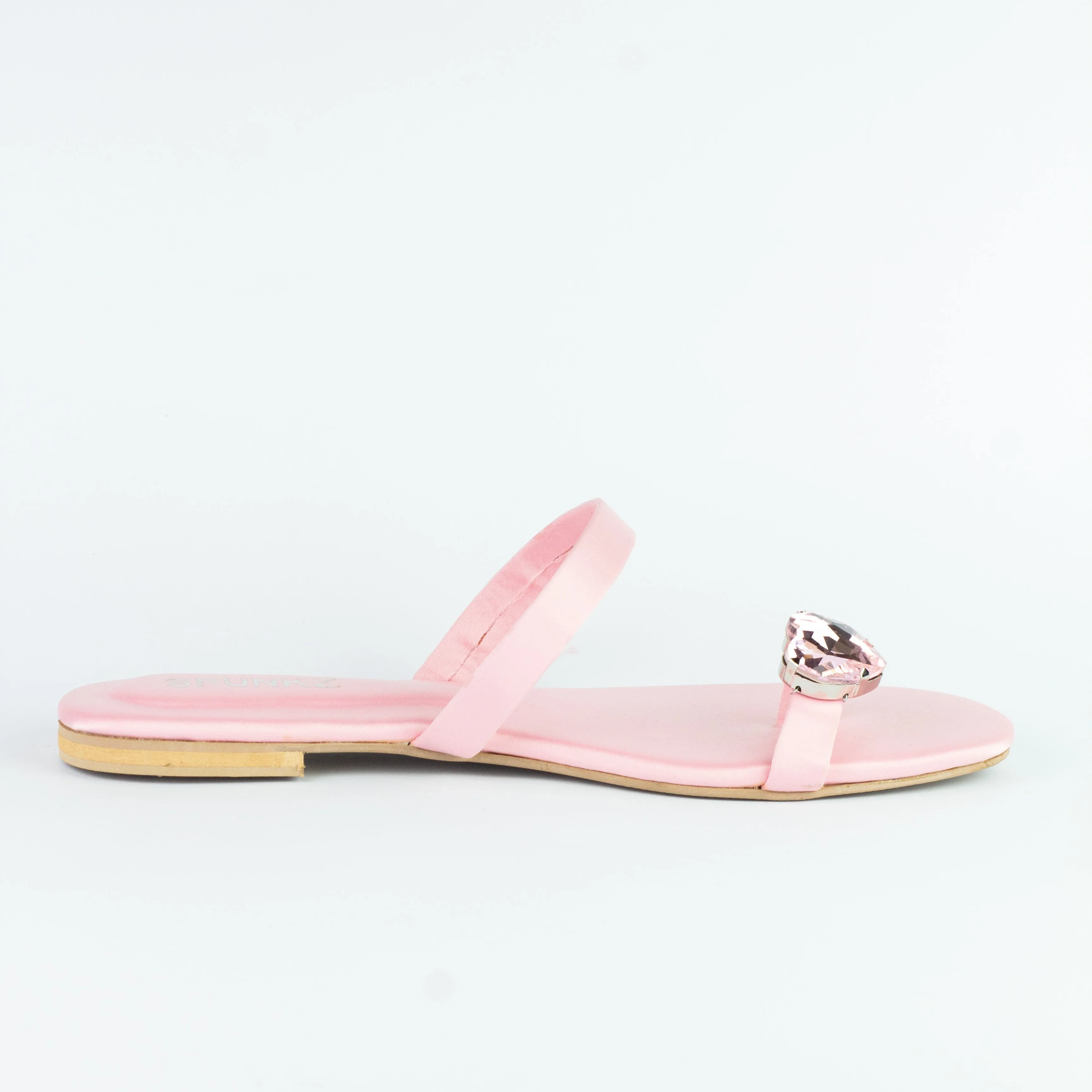 Spunkz Pink Diamond Toe Ring Slip-On Slides