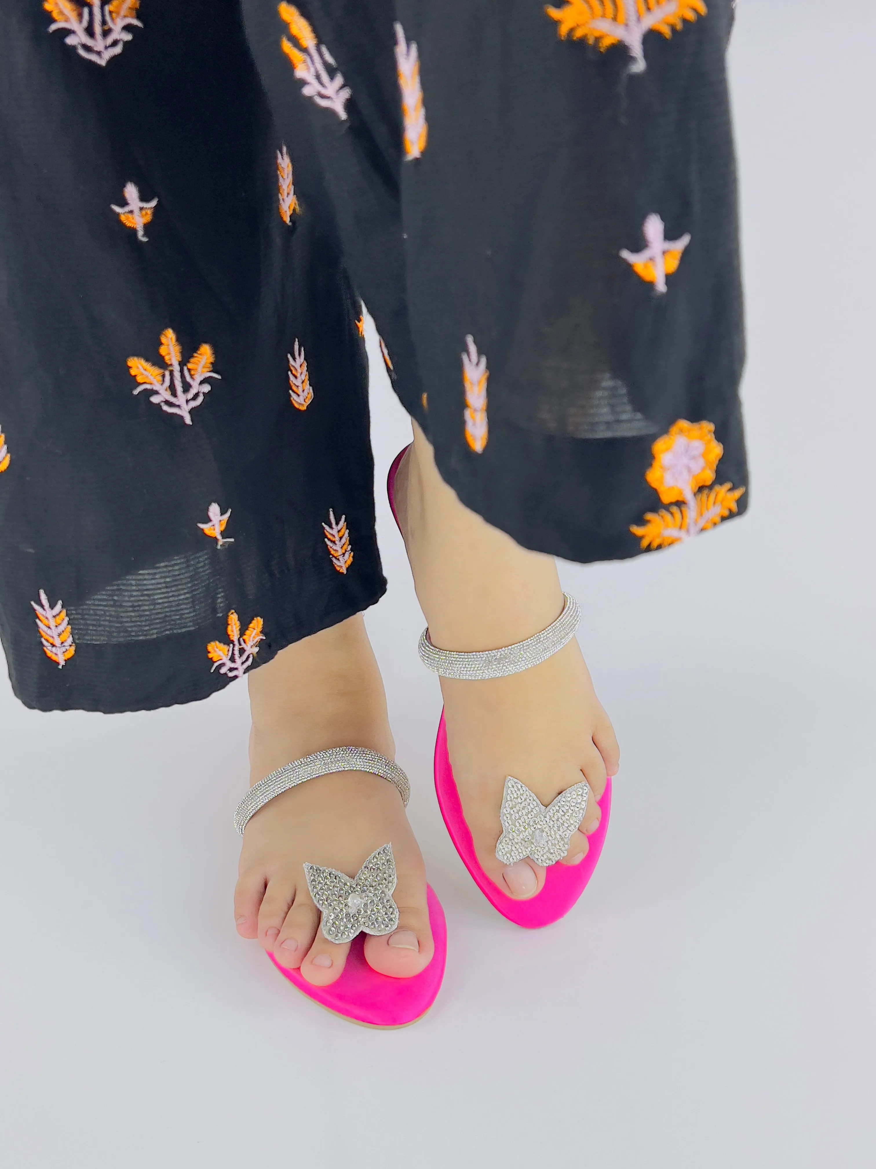 Spunkz Pink Sequins Butterfly Flats