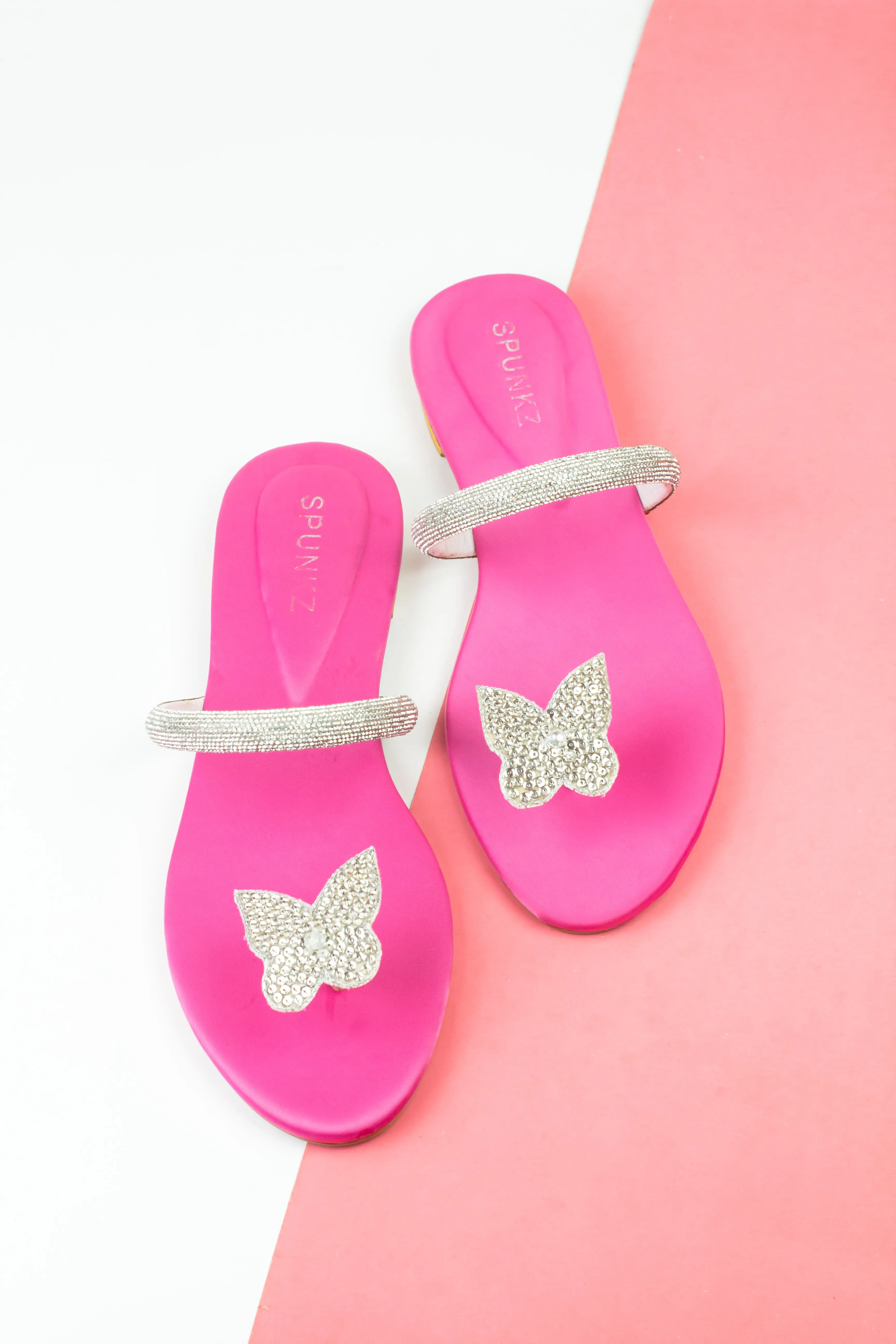 Spunkz Pink Sequins Butterfly Flats