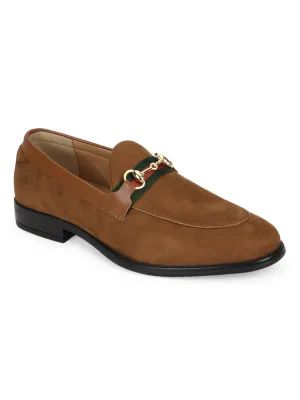 Tan Suede Men's Low Heel Chained Loafers (TC-SM-5002-TANSUE)